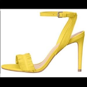 Also Suede Fringe Yellow Heels 8.5